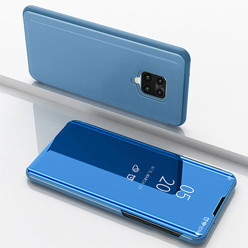 Leather Case Stands Flip Mirror Cover Holder for Xiaomi Poco M2 Pro Blue