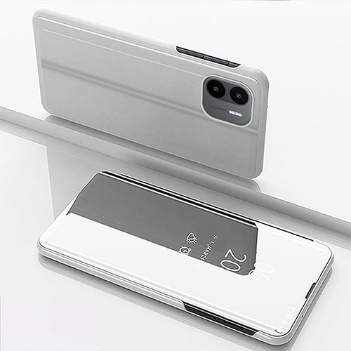 Leather Case Stands Flip Mirror Cover Holder for Xiaomi Redmi A1 Silver