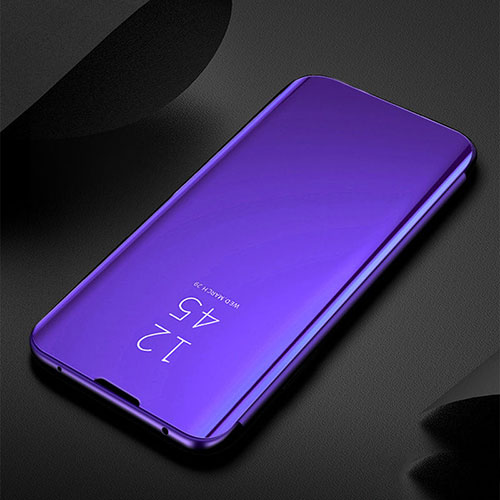 Leather Case Stands Flip Mirror Cover Holder for Xiaomi Redmi Note 8 (2021) Purple