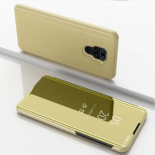 Leather Case Stands Flip Mirror Cover Holder for Xiaomi Redmi Note 9 Gold