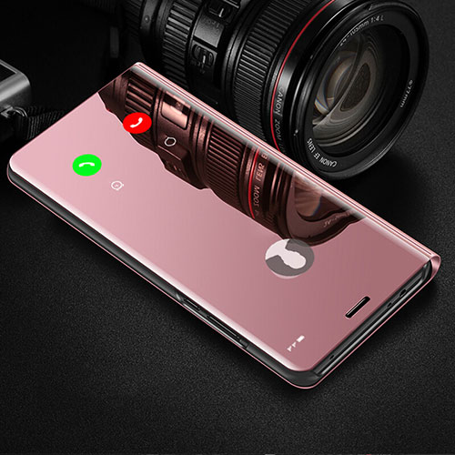 Leather Case Stands Flip Mirror Cover Holder L01 for Huawei Enjoy 10e Rose Gold