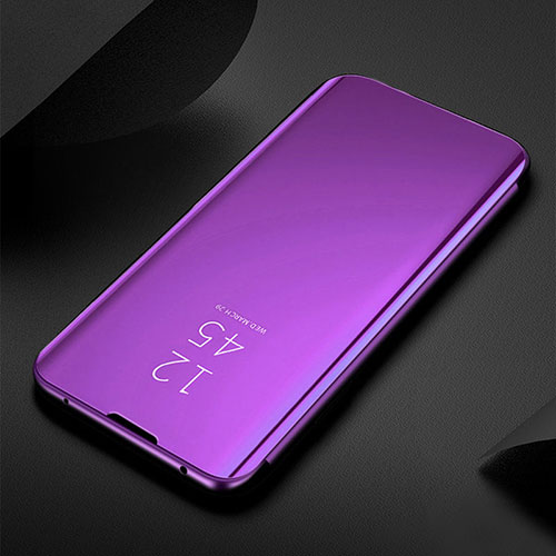 Leather Case Stands Flip Mirror Cover Holder L01 for Oppo Reno8 5G Purple