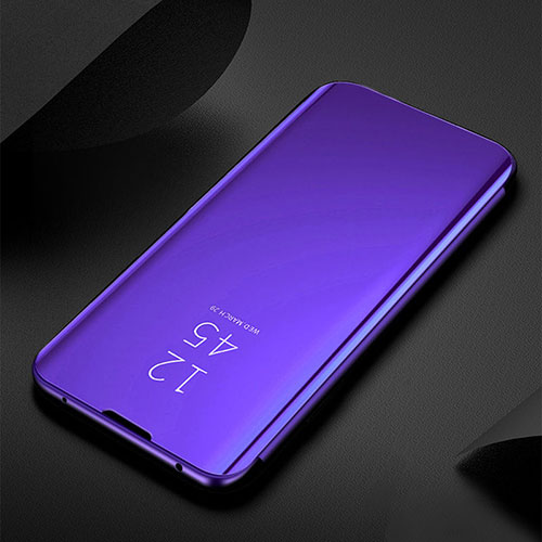 Leather Case Stands Flip Mirror Cover Holder L01 for Samsung Galaxy A30S Navy Blue