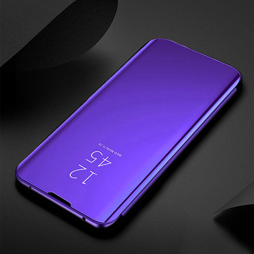 Leather Case Stands Flip Mirror Cover Holder L01 for Samsung Galaxy A50S Navy Blue