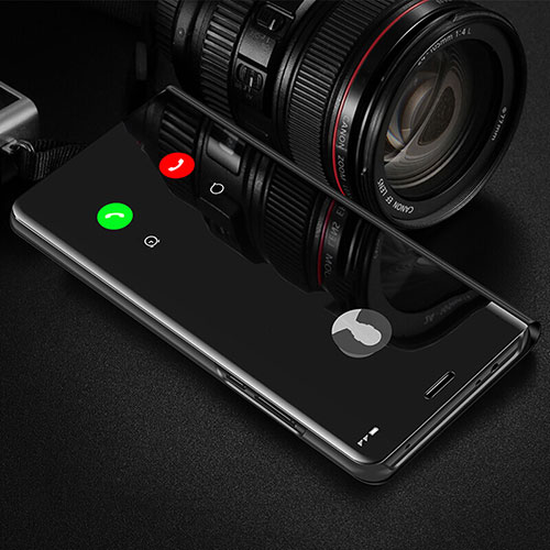 Leather Case Stands Flip Mirror Cover Holder L01 for Sony Xperia 1 II Black