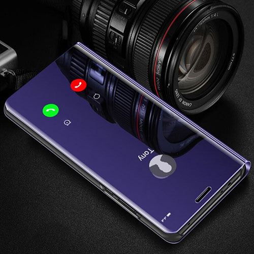 Leather Case Stands Flip Mirror Cover Holder L01 for Xiaomi Mi 10 Ultra Purple