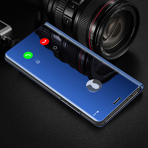 Leather Case Stands Flip Mirror Cover Holder L02 for Huawei Honor 9X Blue