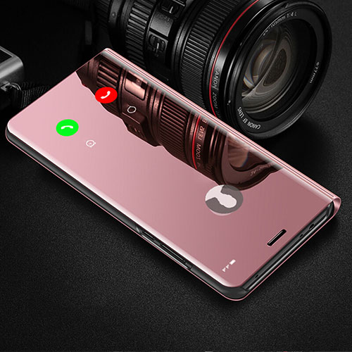 Leather Case Stands Flip Mirror Cover Holder L02 for Huawei Honor 9X Rose Gold