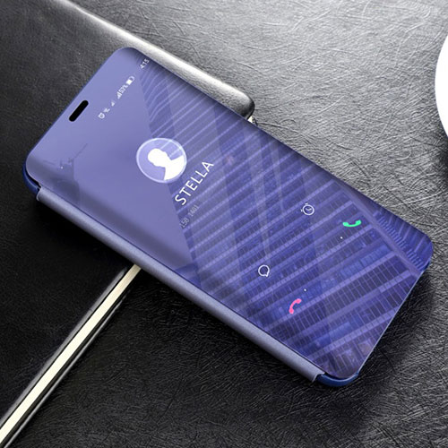Leather Case Stands Flip Mirror Cover Holder L02 for Huawei Mate 20 Lite Blue