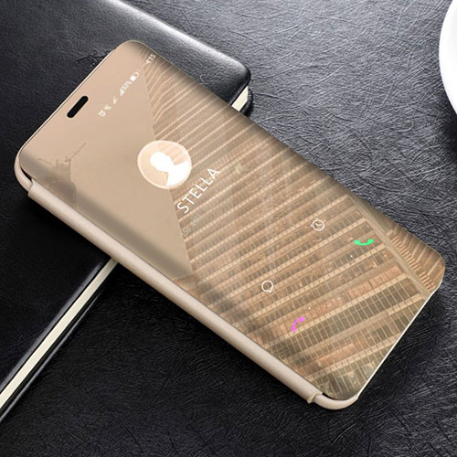 Leather Case Stands Flip Mirror Cover Holder L02 for Huawei Mate 20 Lite Gold