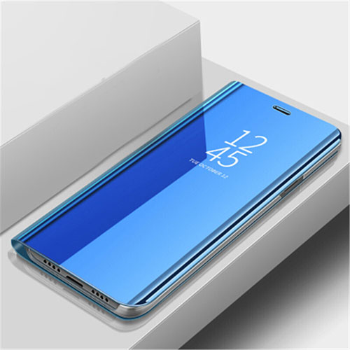 Leather Case Stands Flip Mirror Cover Holder L02 for Huawei Nova 5 Pro Blue