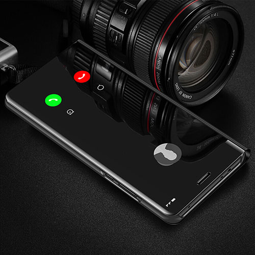 Leather Case Stands Flip Mirror Cover Holder L03 for Xiaomi Redmi 8A Black