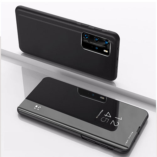 Leather Case Stands Flip Mirror Cover Holder L04 for Xiaomi Mi 10T 5G Black