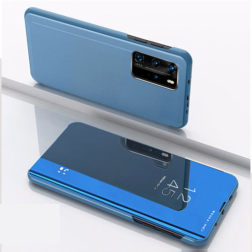 Leather Case Stands Flip Mirror Cover Holder L04 for Xiaomi Redmi K30S 5G Blue