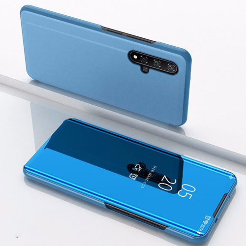 Leather Case Stands Flip Mirror Cover Holder M01 for Huawei Honor 20 Blue