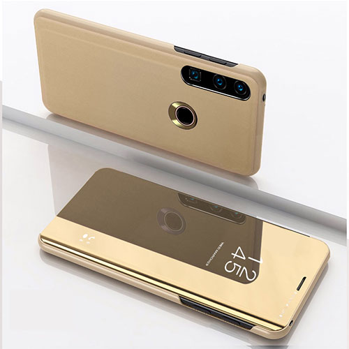 Leather Case Stands Flip Mirror Cover Holder QH1 for Huawei Y7p Gold