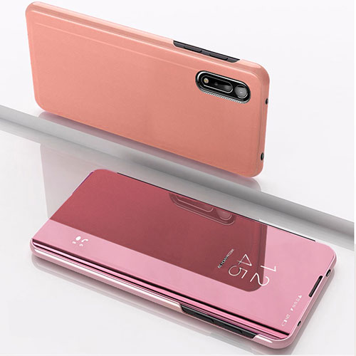 Leather Case Stands Flip Mirror Cover Holder QH1 for Xiaomi Redmi 9AT Rose Gold