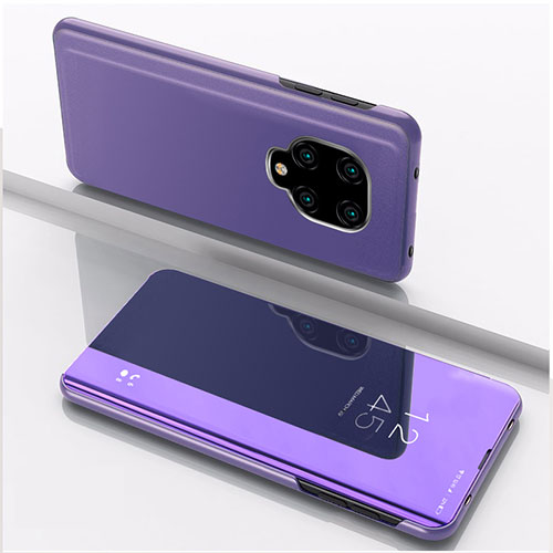 Leather Case Stands Flip Mirror Cover Holder QH1 for Xiaomi Redmi Note 9 Pro Max Clove Purple