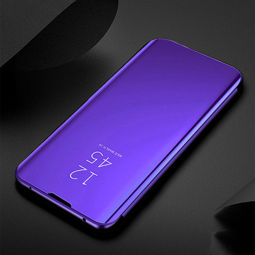 Leather Case Stands Flip Mirror Cover Holder S01 for Xiaomi Mi Note 10 Pro Purple