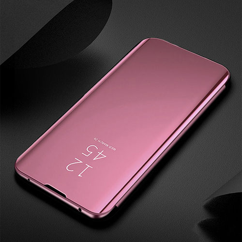 Leather Case Stands Flip Mirror Cover Holder S01 for Xiaomi Mi Note 10 Rose Gold