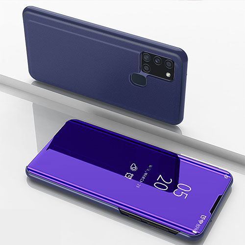 Leather Case Stands Flip Mirror Cover Holder ZL1 for Samsung Galaxy A21s Purple