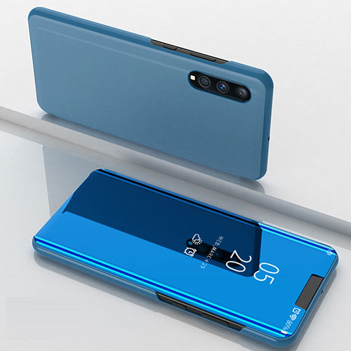 Leather Case Stands Flip Mirror Cover Holder ZL1 for Samsung Galaxy A70 Blue