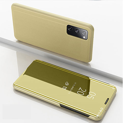 Leather Case Stands Flip Mirror Cover Holder ZL1 for Samsung Galaxy S20 5G Gold