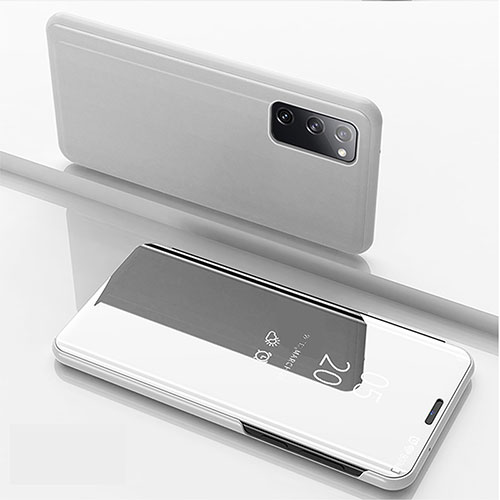 Leather Case Stands Flip Mirror Cover Holder ZL1 for Samsung Galaxy S20 Silver