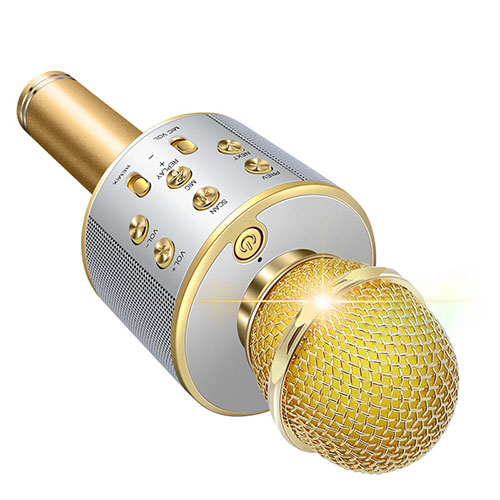 Luxury 3.5mm Mini Handheld Microphone Singing Recording M06 Gold