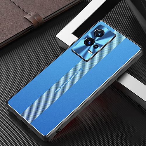 Luxury Aluminum Metal Back Cover and Silicone Frame Case for Vivo iQOO 8 Pro 5G Blue
