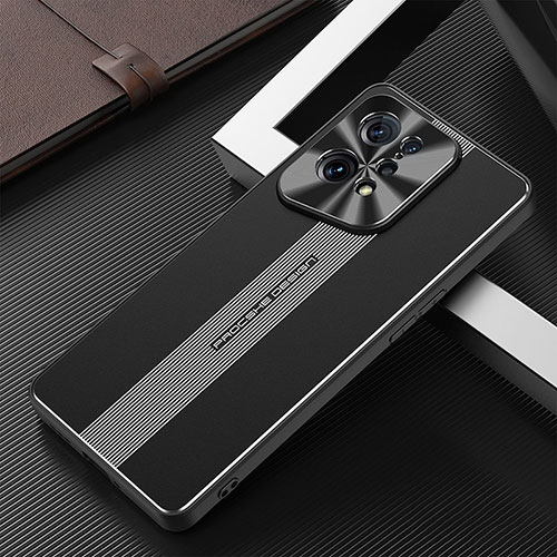 Luxury Aluminum Metal Back Cover and Silicone Frame Case J01 for Oppo Find X5 5G Black
