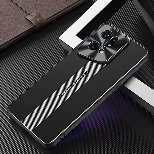 Luxury Aluminum Metal Back Cover and Silicone Frame Case J01 for Oppo Find X5 Pro 5G Black