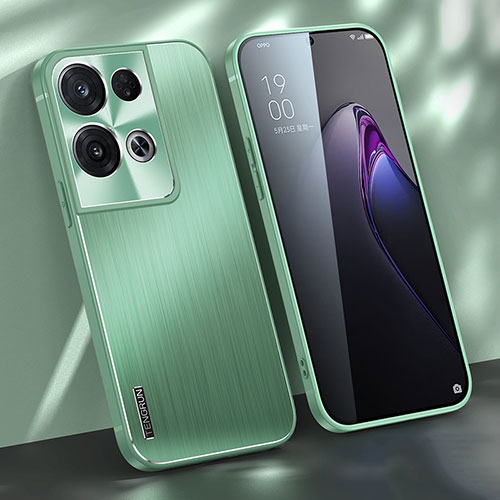 Luxury Aluminum Metal Back Cover and Silicone Frame Case J01 for Oppo Reno8 Pro 5G Green