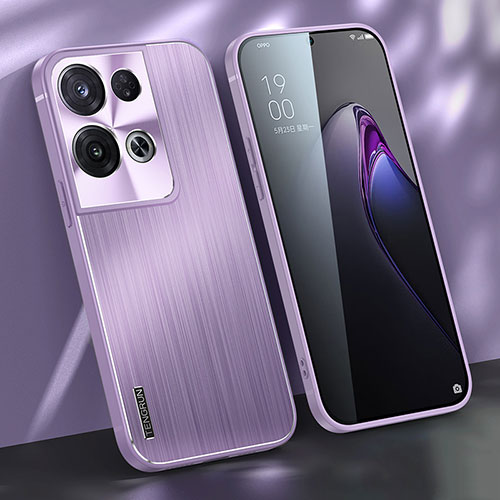 Luxury Aluminum Metal Back Cover and Silicone Frame Case J01 for Oppo Reno9 Pro+ Plus 5G Purple