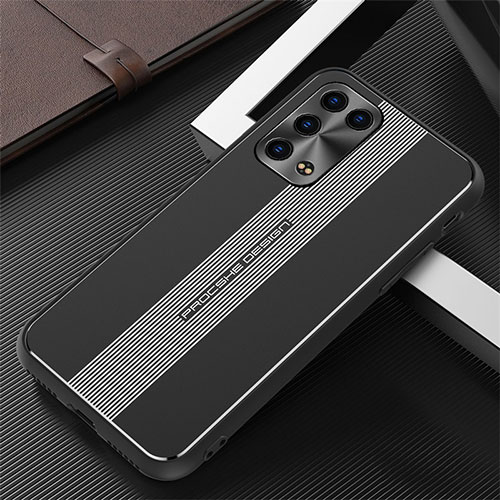 Luxury Aluminum Metal Back Cover and Silicone Frame Case J02 for Oppo Reno6 Pro+ Plus 5G Black