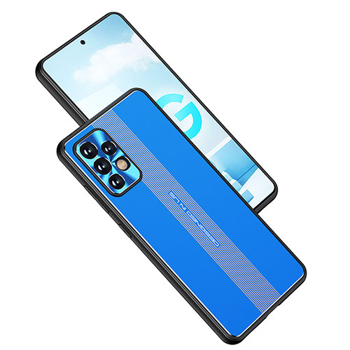 Luxury Aluminum Metal Back Cover and Silicone Frame Case JL1 for Samsung Galaxy A52 4G Blue