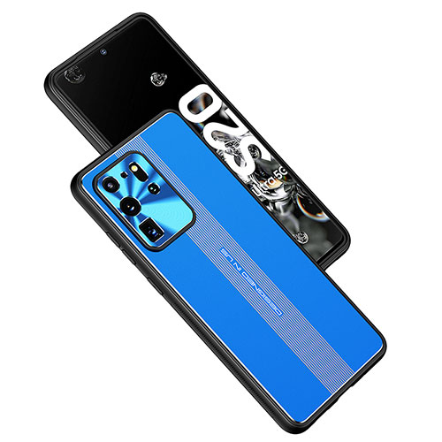 Luxury Aluminum Metal Back Cover and Silicone Frame Case JL1 for Samsung Galaxy S20 Ultra 5G Blue
