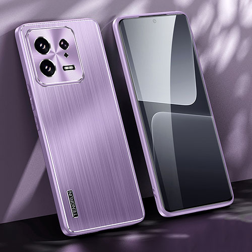 Luxury Aluminum Metal Back Cover and Silicone Frame Case JL1 for Xiaomi Mi 13 5G Purple