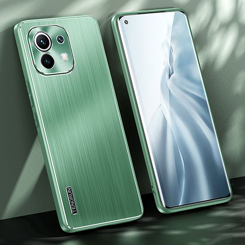 Luxury Aluminum Metal Back Cover and Silicone Frame Case M01 for Xiaomi Mi 11 Lite 5G Green