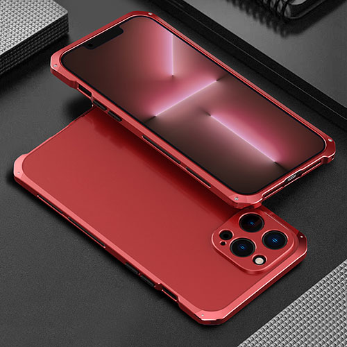 Luxury Aluminum Metal Cover Case 360 Degrees for Apple iPhone 13 Pro Max Red