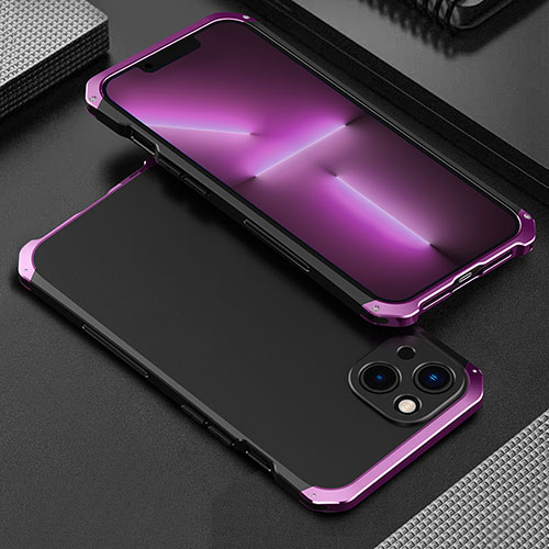 Luxury Aluminum Metal Cover Case 360 Degrees for Apple iPhone 14 Purple