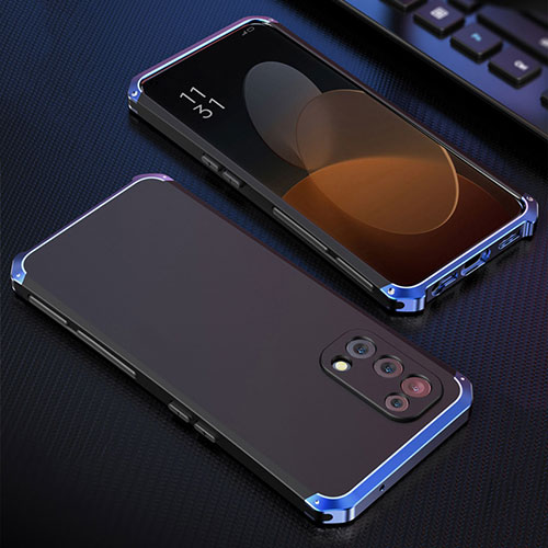 Luxury Aluminum Metal Cover Case 360 Degrees for Oppo Find X3 Lite 5G Blue and Black