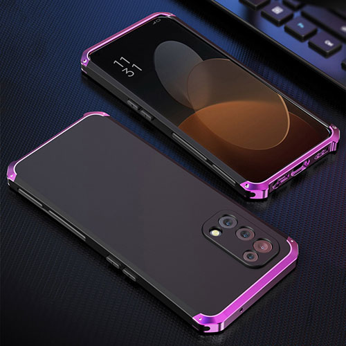 Luxury Aluminum Metal Cover Case 360 Degrees for Oppo Find X3 Lite 5G Purple