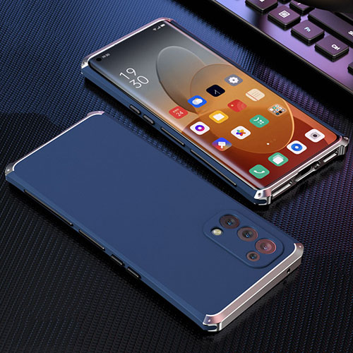 Luxury Aluminum Metal Cover Case 360 Degrees for Oppo Reno5 Pro 5G Blue