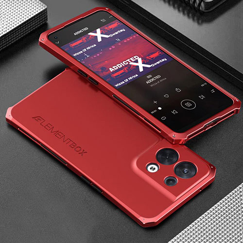 Luxury Aluminum Metal Cover Case 360 Degrees for Oppo Reno8 5G Red