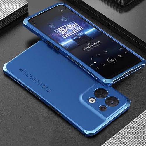 Luxury Aluminum Metal Cover Case 360 Degrees for Oppo Reno9 5G Blue