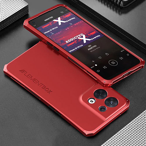 Luxury Aluminum Metal Cover Case 360 Degrees for Oppo Reno9 5G Red