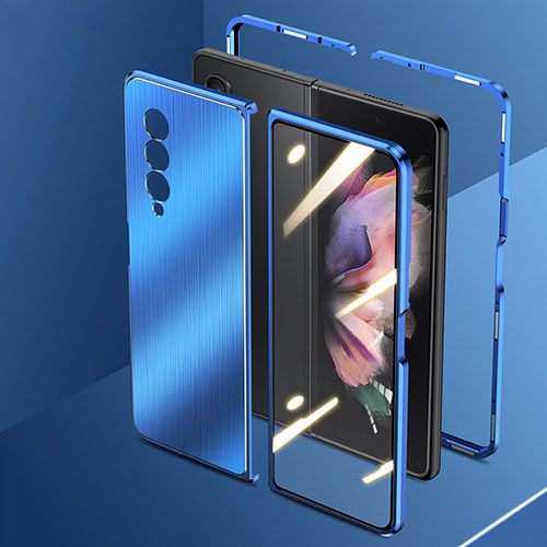 Luxury Aluminum Metal Cover Case 360 Degrees for Samsung Galaxy Z Fold4 5G Blue