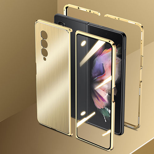 Luxury Aluminum Metal Cover Case 360 Degrees for Samsung Galaxy Z Fold4 5G Gold