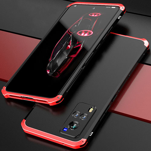 Luxury Aluminum Metal Cover Case 360 Degrees for Vivo X60T 5G Red and Black